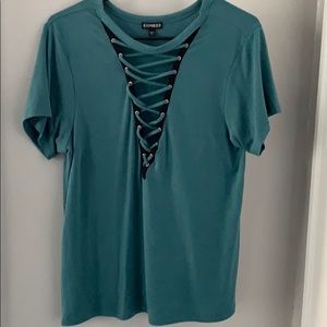 Express Lace Up Vneck